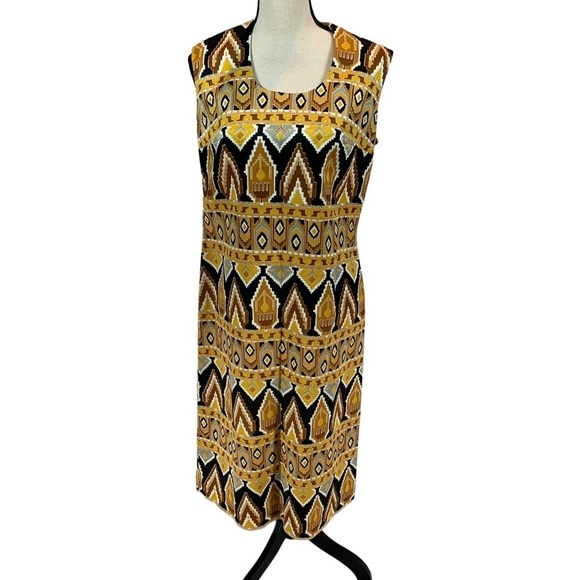 Ein Fink Modell Dresses & Skirts - Ein Fink Modell Sleeveless Southwest Print Dress - Brown Yellow Black - size 42